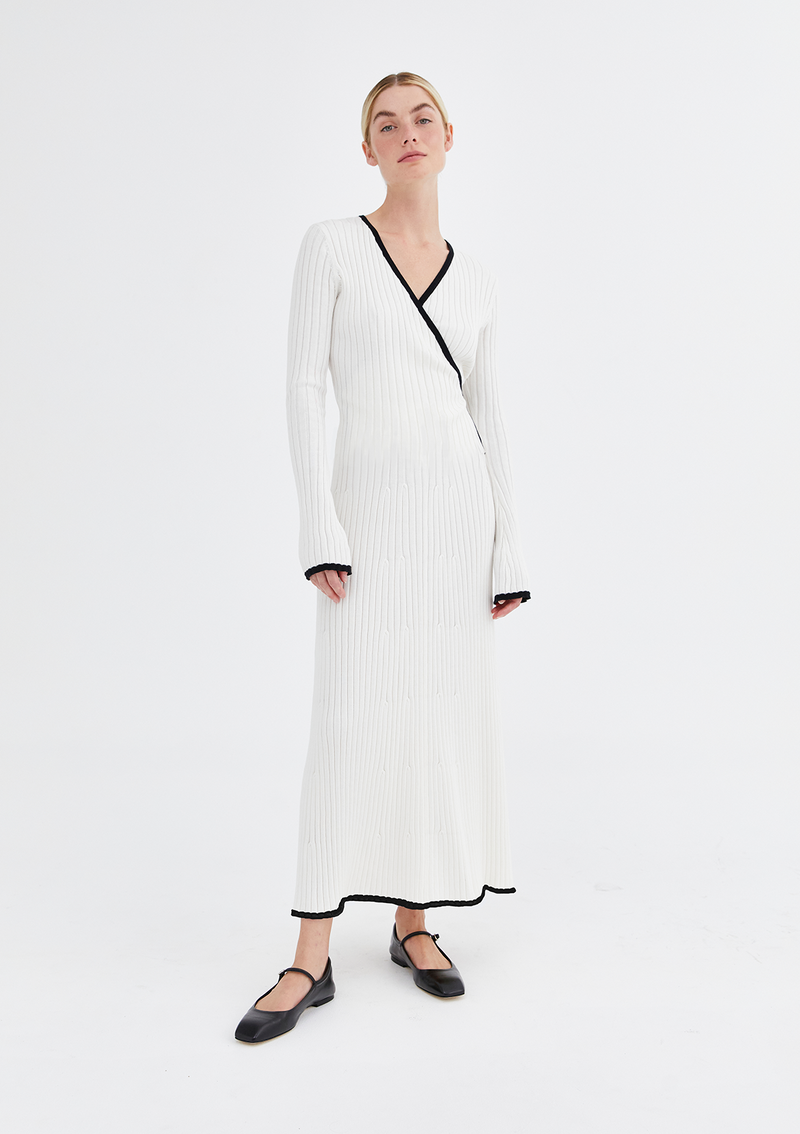 Cream wrap dress with best sale sleeves