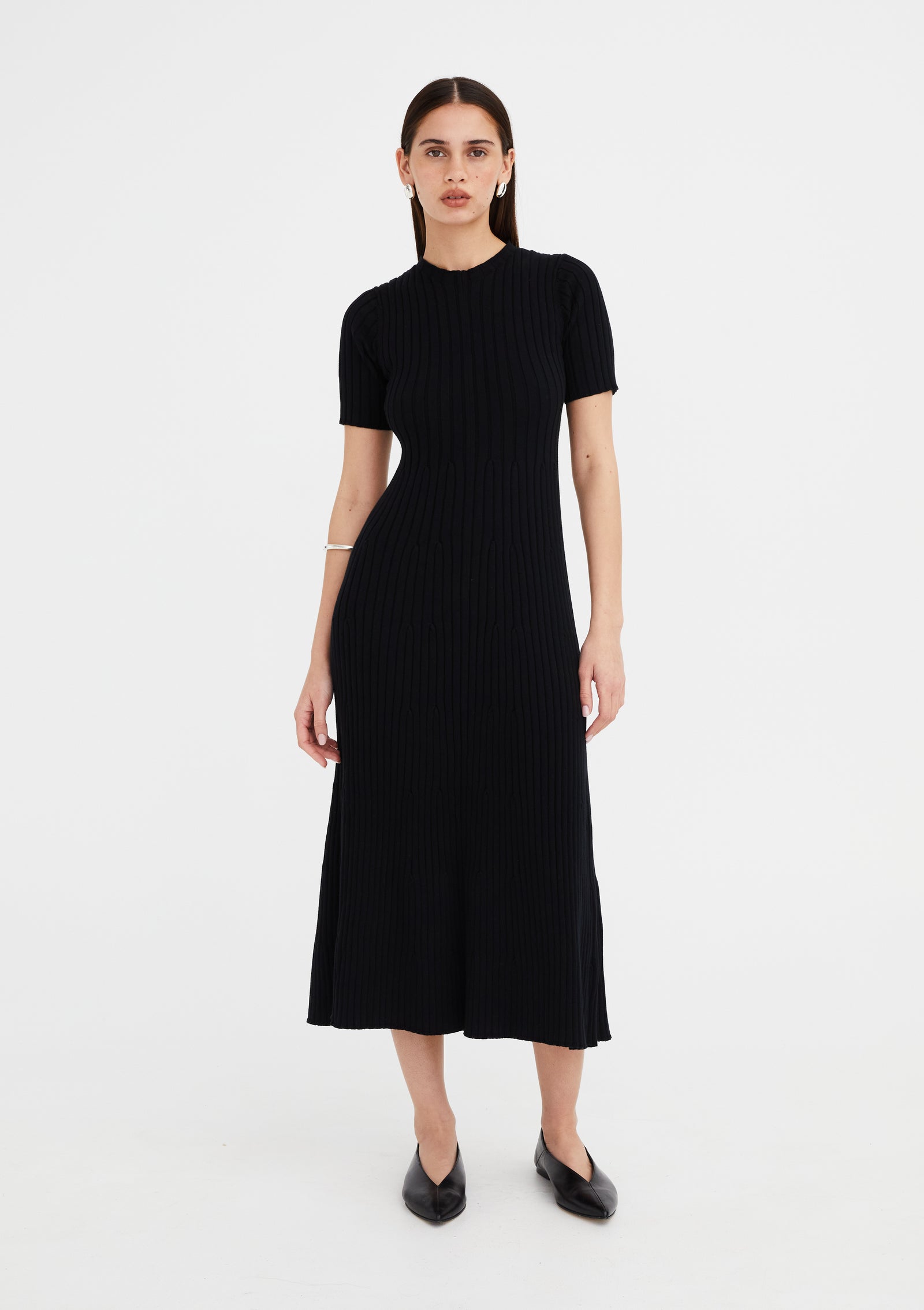 self portrait black knit diamante mini dress self-portrait - Black Tailored Knit Mini Dress main image 1